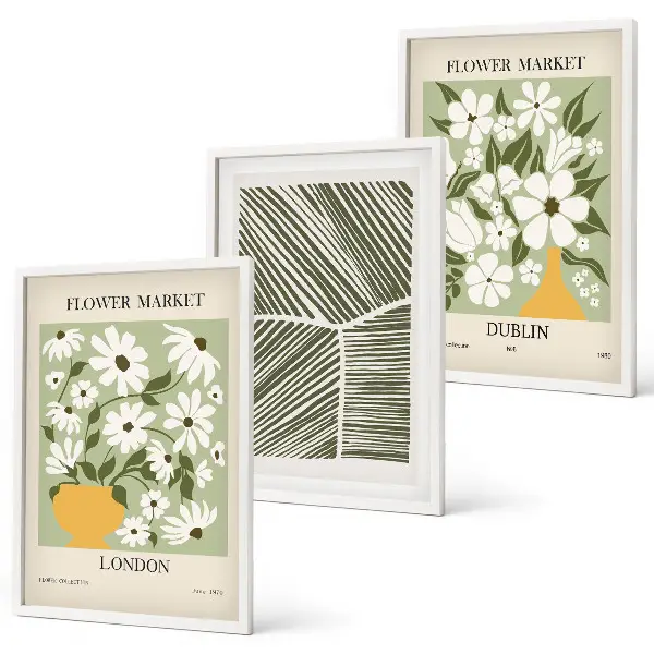 Tavelpaket med ramar med blommönster från London och Dublin
