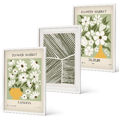 Tavelpaket med ramar Blommönster London Dublin