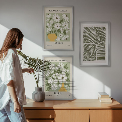 Tavelpaket med ramar Blommönster London Dublin