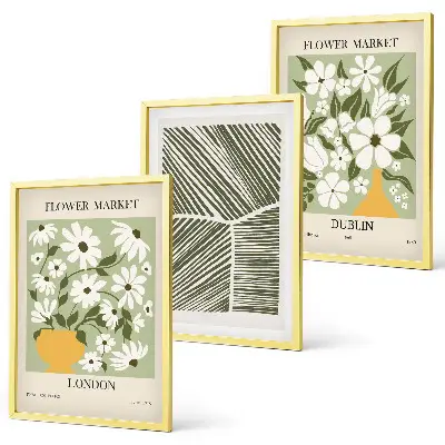 Tavelpaket med ramar med blommönster från London och Dublin