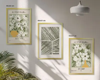 Tavelpaket med ramar med blommönster från London och Dublin