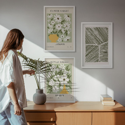 Tavelpaket med ramar Blommönster London Dublin