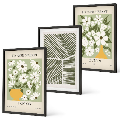 Tavelpaket med ramar Blommönster London Dublin