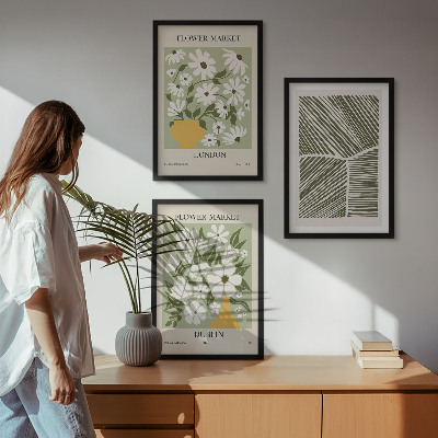 Tavelpaket med ramar Blommönster London Dublin