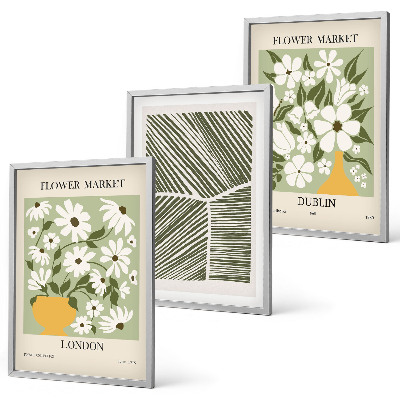 Tavelpaket med ramar Blommönster London Dublin