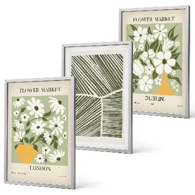 Tavelpaket med ramar med blommönster från London och Dublin