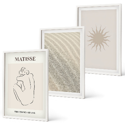 Set om 3 tavlor Minimalistisk sandlinje sol