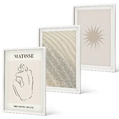 Minimalistisk sandlinje sol set om 3 tavlor