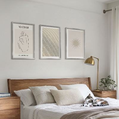 Set om 3 tavlor Minimalistisk sandlinje sol