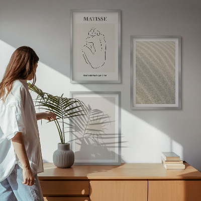 Set om 3 tavlor Minimalistisk sandlinje sol