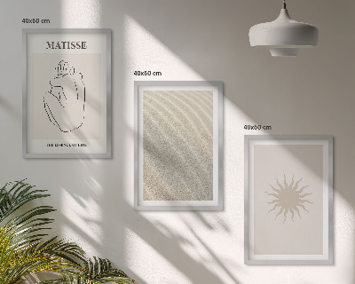 Set om 3 tavlor Minimalistisk sandlinje sol