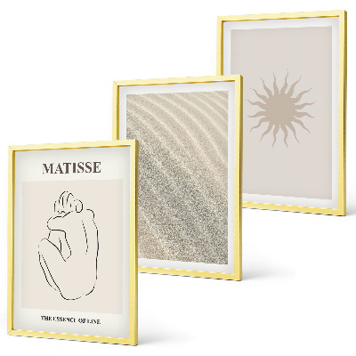 Set om 3 tavlor Minimalistisk sandlinje sol