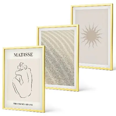 Minimalistisk sandlinje sol set om 3 tavlor