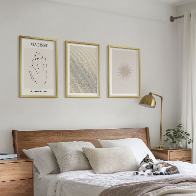 Set om 3 tavlor Minimalistisk sandlinje sol