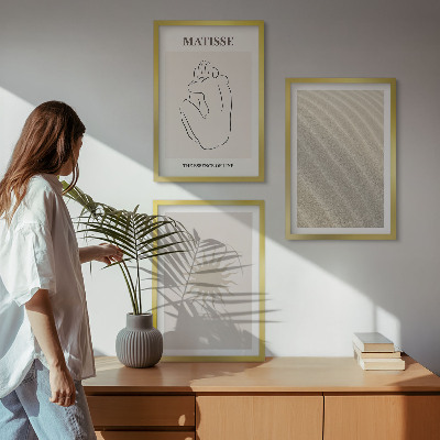 Set om 3 tavlor Minimalistisk sandlinje sol