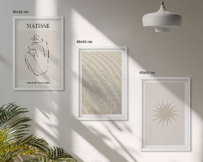 Set om 3 tavlor Minimalistisk sandlinje sol