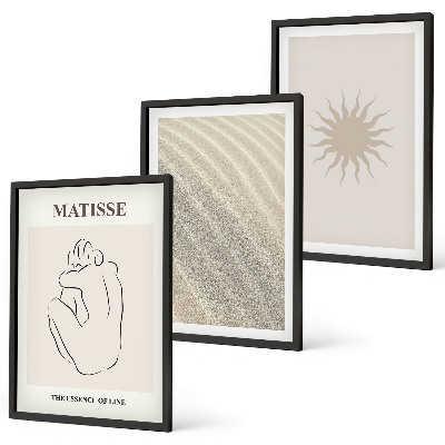 Set om 3 tavlor Minimalistisk sandlinje sol