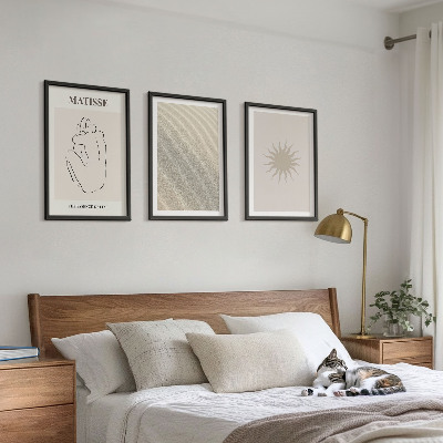 Set om 3 tavlor Minimalistisk sandlinje sol