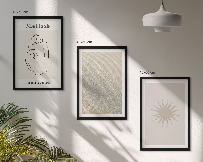 Set om 3 tavlor Minimalistisk sandlinje sol