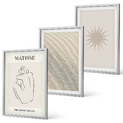 Set om 3 tavlor Minimalistisk sandlinje sol