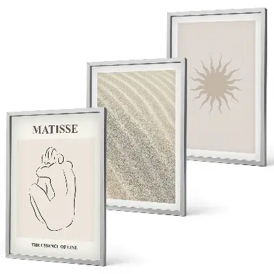 Minimalistisk sandlinje sol set om 3 tavlor