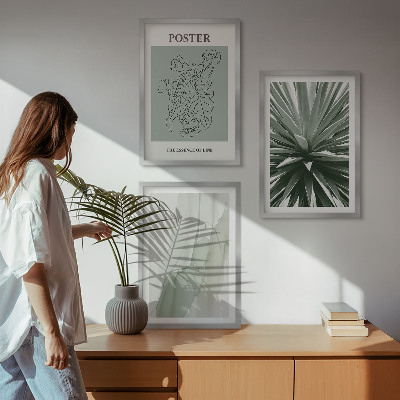 Tavelset ovanför soffa Växtmönster i grönt