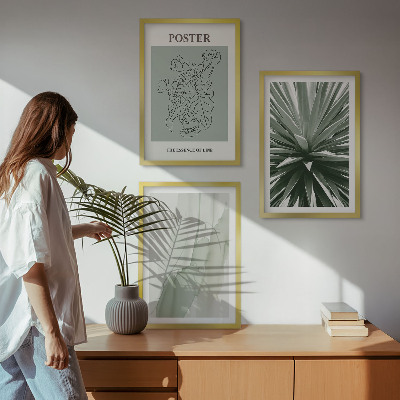 Tavelset ovanför soffa Växtmönster i grönt