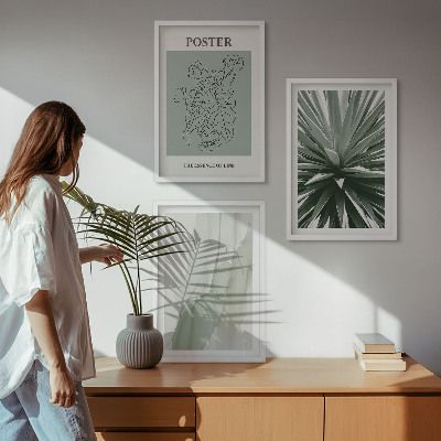 Tavelset ovanför soffa Växtmönster i grönt