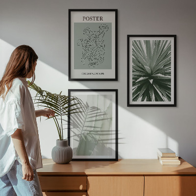 Tavelset ovanför soffa Växtmönster i grönt