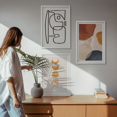 Tavelset ovanför soffa Abstrakta färgdekorationer