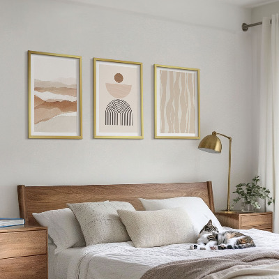 Tavelset ovanför soffa Abstrakt landskap naturgeometri