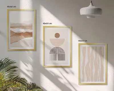 Tavelset ovanför soffa abstrakt landskap med naturgeometri