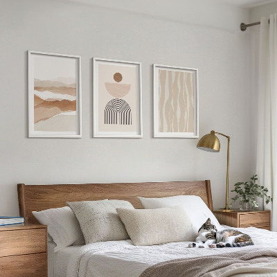Tavelset ovanför soffa Abstrakt landskap naturgeometri