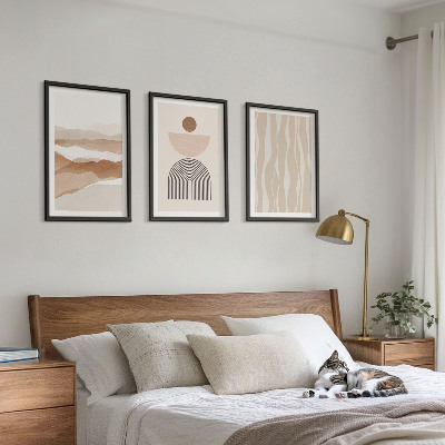 Tavelset ovanför soffa Abstrakt landskap naturgeometri