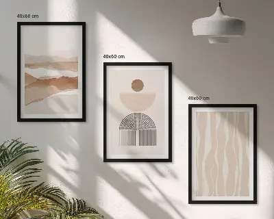 Tavelset ovanför soffa abstrakt landskap med naturgeometri
