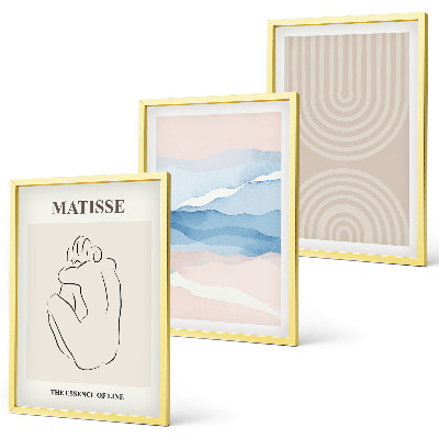 Tavelset ovanför soffa Linjer och vågor, pastell minimalism