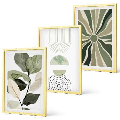 Set om 3 tavlor Växtmotiv, geometri, grönska