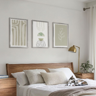 Tavelset ovanför soffa Geometriska växtmönster