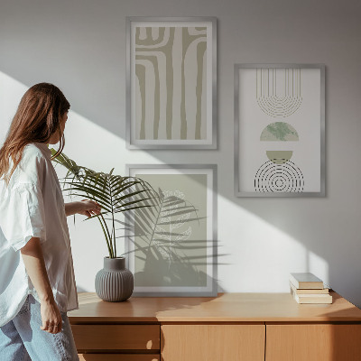 Tavelset ovanför soffa Geometriska växtmönster