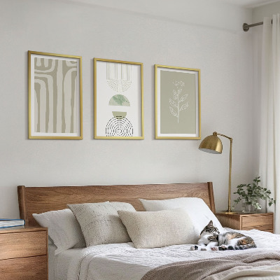 Tavelset ovanför soffa Geometriska växtmönster