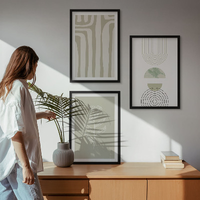 Tavelset ovanför soffa Geometriska växtmönster