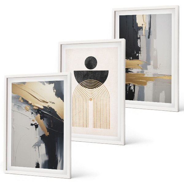 Tavelpaket med ramar Abstrakt geometrisk elegans