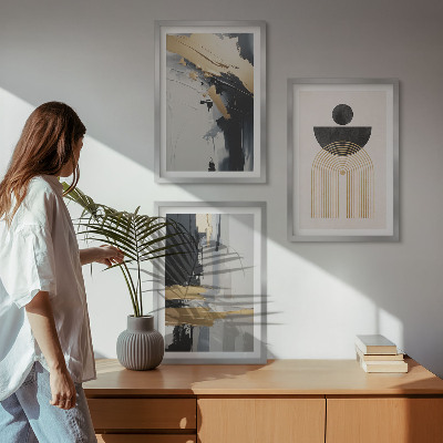 Tavelpaket med ramar Abstrakt geometrisk elegans
