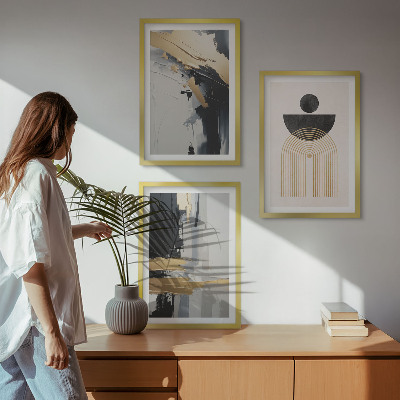 Tavelpaket med ramar Abstrakt geometrisk elegans
