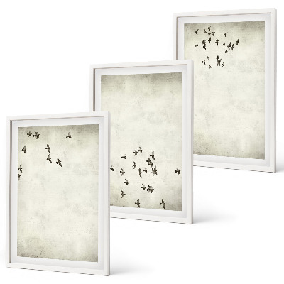 Set om 3 tavlor Minimalistisk fågelmålning