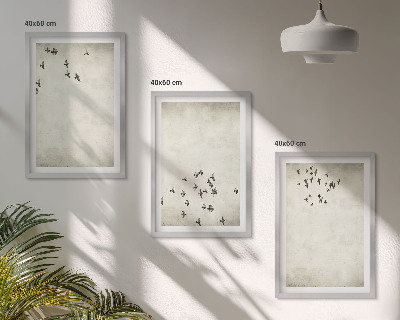 Set om 3 tavlor Minimalistisk fågelmålning