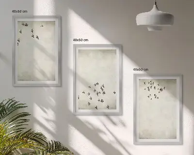 Minimalistisk fågelmålning set om 3 tavlor