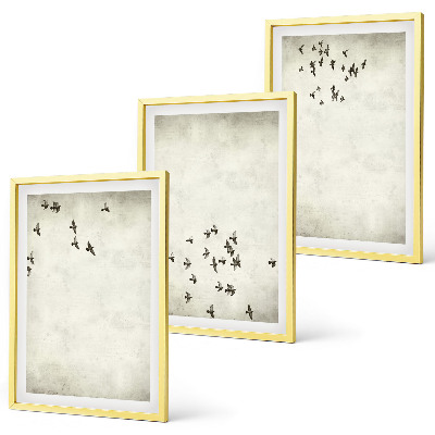 Set om 3 tavlor Minimalistisk fågelmålning