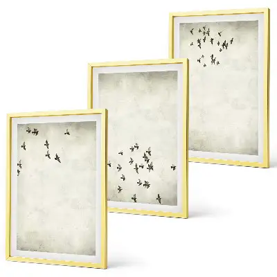 Minimalistisk fågelmålning set om 3 tavlor
