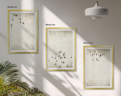 Set om 3 tavlor Minimalistisk fågelmålning